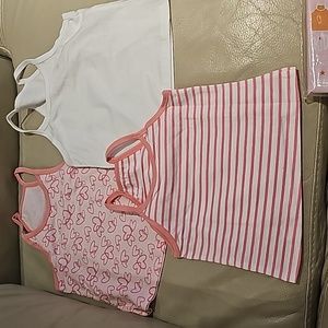 Girls 3 pack pink and white cami vests (2-3 years old)